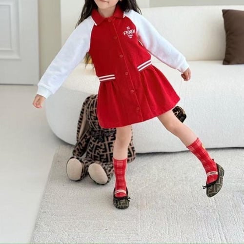 فستان قطن احمر باكمام طويله