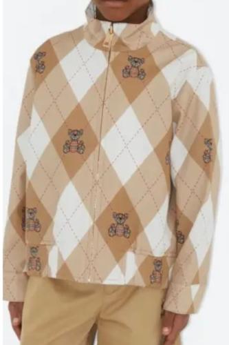 جاكيت قطن بسحاب امامي باللون البيج