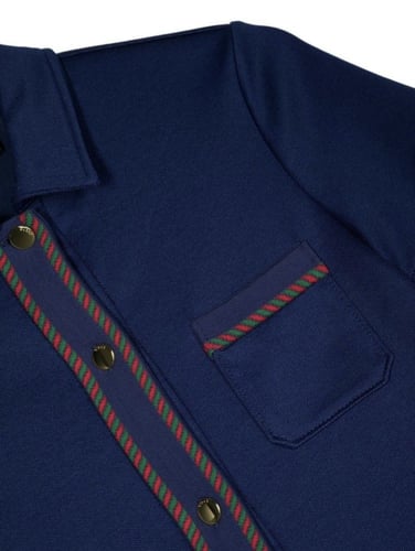 فستان قوتشي كحلي نص كم و ياقة رسمية