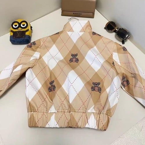 جاكيت قطن بسحاب امامي باللون البيج