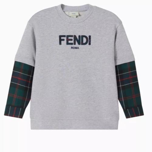 سويت شيرت رمادي واكمام كاروهات من المنتصف