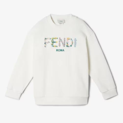 سويت شيرت قطن ابيض عليه شعار فندي