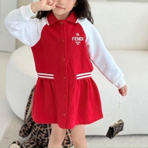 فستان قطن احمر باكمام طويله