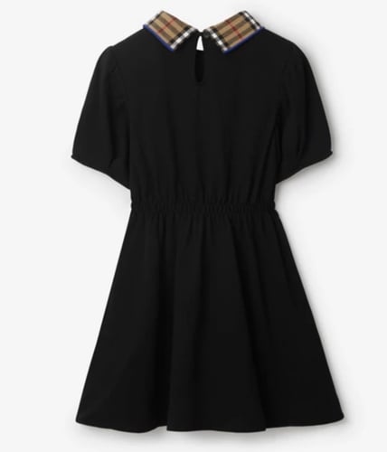 فستان بربري كلاسيك بياقة و زم من الخصر