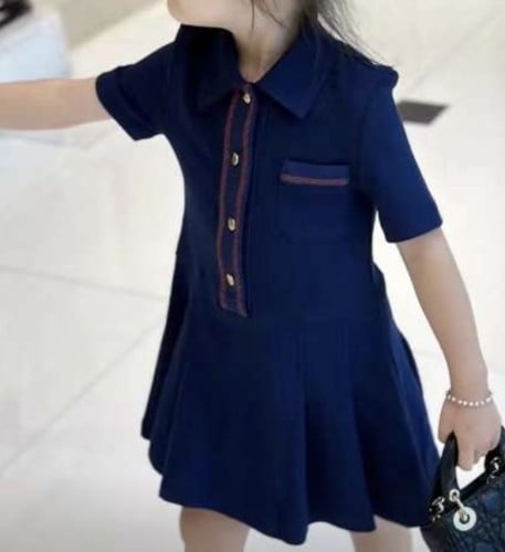 فستان قوتشي كحلي نص كم و ياقة رسمية