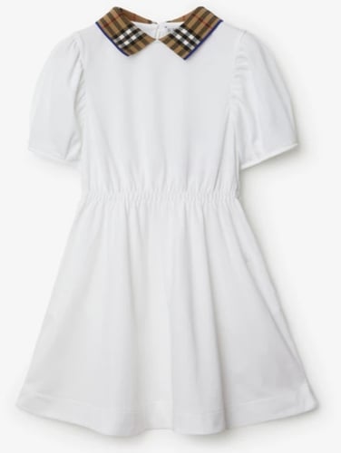 فستان بربري كلاسيك بياقة و زم من الخصر