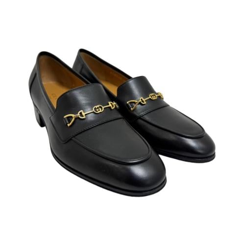 حذاء غوتشي (Gucci) لوفر أسود أصلي بإبزيم ذهبي