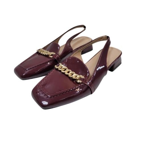 حذاء نسائي مفتوح الكعب (Slingback) بلون عنابي