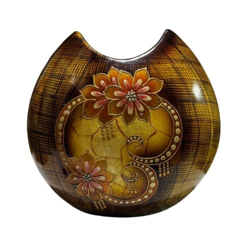 طقم فازات 3 قطع - مزهريات سيراميك بنقوش الزهور الب...