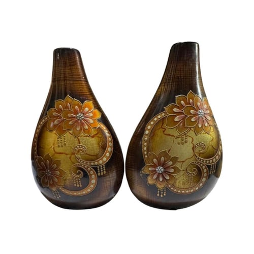 طقم فازات 3 قطع - مزهريات سيراميك بنقوش الزهور الب...