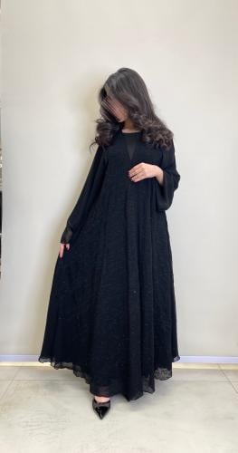 عباية سنس شيفون دبل كرستال