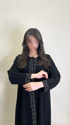 عباية دوري 2 بقماش كوبرا سواد فاحم