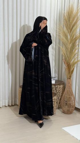 عباية مخمل برنت اسود