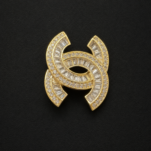Luxury Interlocking Crystal-Embellished Brooch