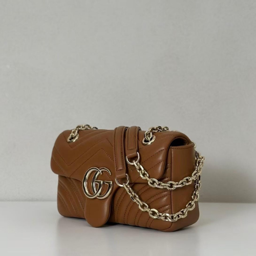 Gucci GG Marmont Leather Shoulder Bag – Brown