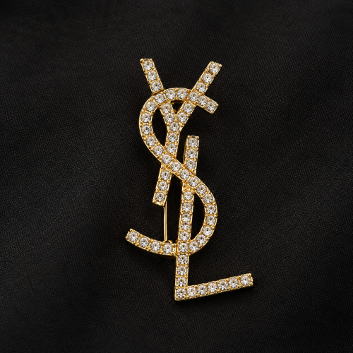 Luxury Crystal-Embellished Monogram Brooch