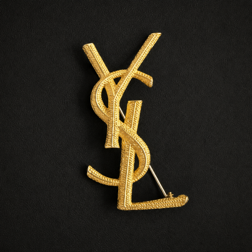 Gold Interlocking Monogram Brooch