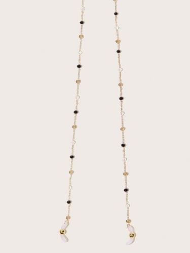 سلسلة نظارات لؤلؤ اسود وابيض وذهبي 11806