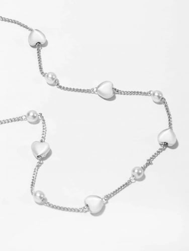 سلسلة نظارات فضية مزخرفة على شكل قلب 11845