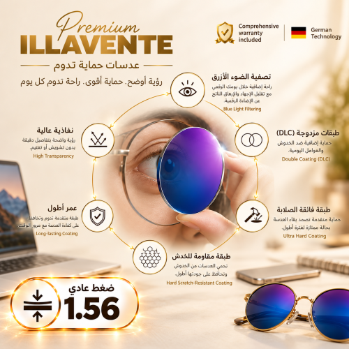 إيلافينتي بريميوم 1.56 بتقنية ألمانية بحماية زرقاء