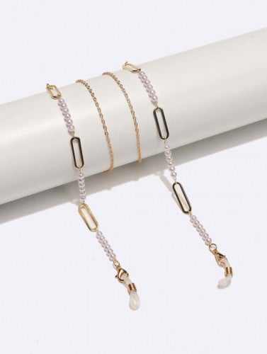 سلسلة نظارات مزخرفة بشكل اسطواني ذهبي 11844