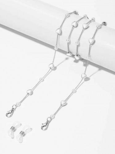 سلسلة نظارات فضية مزخرفة على شكل قلب 11845