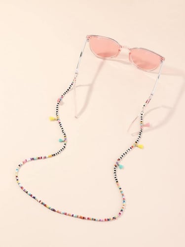 سلسلة نظارات مزينة بلؤلؤ ملون وخيوط 11802