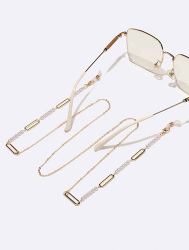 سلسلة نظارات مزخرفة بشكل اسطواني ذهبي 11844