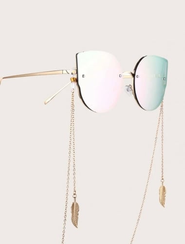 سلسلة نظارات ذهبية بتعليقة ورق 11825