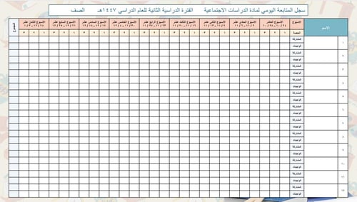 دراسات اجتماعية - غلاف سجل درجات أعمال الفصل + سجل...