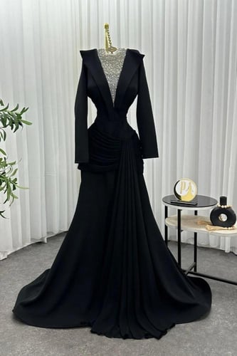 فستان اسود فخم راقي