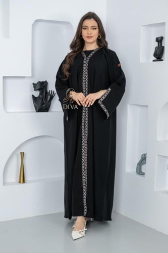 عبايه كتان كلفه بيج الكم والعباية مفتوح