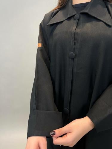 عباية كتان الأناقه ياقه ازرار