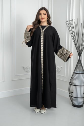 عبايه كتان كلفه ذهبي ع الكم والعبايه