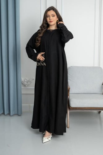 عبايه كتان خيوط وسط الكم