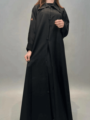 عباية كتان الأناقه ياقه ازرار