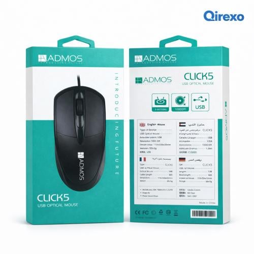 أدموس - ماوس CLICK5 سلكي USB – دقة 1000 DPI