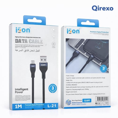 ايزون - كيبل شحن USB-A إلى Micro USB نايلون مضفر