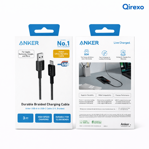 انكر - كيبل شحن USB-A إلى USB-C بطول 3 قدم – نايلو...
