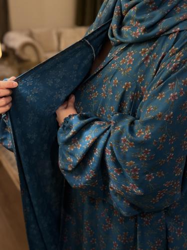 شرشف صلاة قطن مشجر اخضر تركواز لف مع جيوب مخفيه ين...