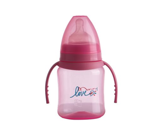 Pink feeding bottle with wide neck 180 ml