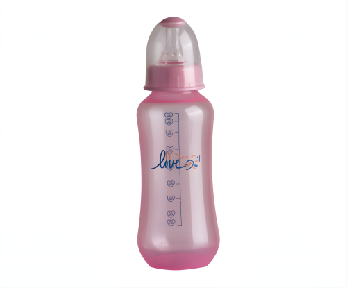 Flowing pink feeding bottle without handle 280 ml