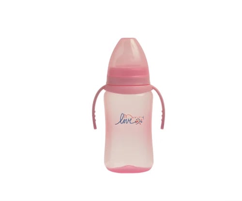 Pink feeding bottle with wide neck 320 ml