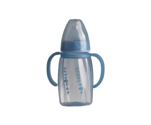 Blue baby feeding bottle, 140 ml