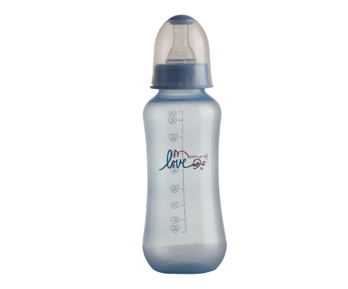Blue seamless feeding bottle without handle 280 ml