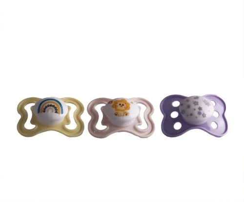 Colored silicone pacifiers, 3 pieces