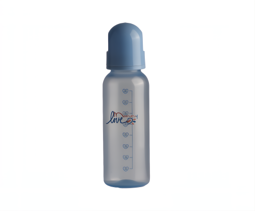 Blue drip-free feeding bottle without handle 240 ml