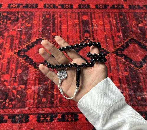 مسباح بكلايت اسود مع طربزونه فضي