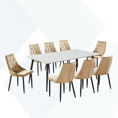 طاولة طعام بديل رخام هيكل حديد