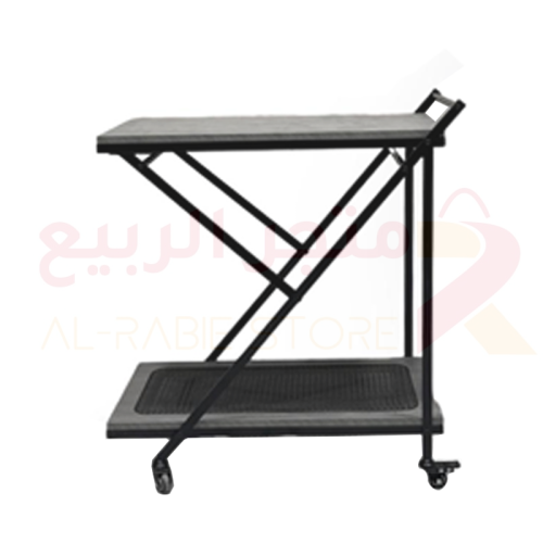 عربية تقديم خشب 2دور راتان رمادي رقم 0753GRAY